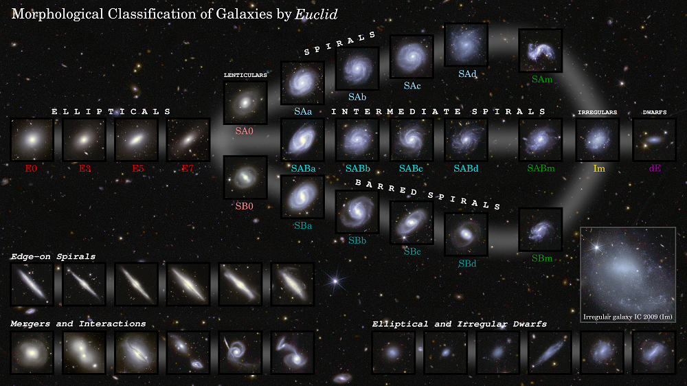 Le schéma de classification morphologique des galaxies tel que vu par Euclid. Version interactive. Crédits image : ESA/Euclid/Euclid Consortium/NASA, diagramme par J.-C. Cuillandre, L. Quilley, F. Marleau.