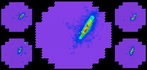 Gerbe vue par les 5 télescopes en même temps