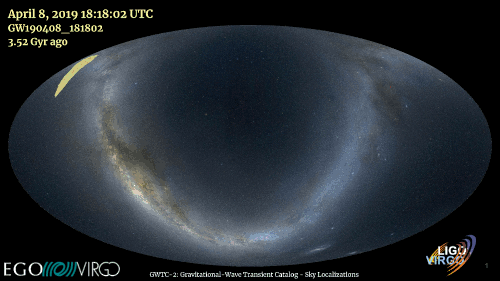 Image animées des sources O3a détectées par LIGO-Virgo