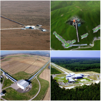 The 4 interferometers LIGO (x2), Virgo (bottom left) and Kagra (top right)