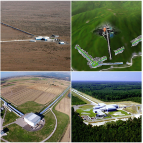 The 4 interferometers LIGO (x2), Virgo (bottom left) and Kagra (top right)